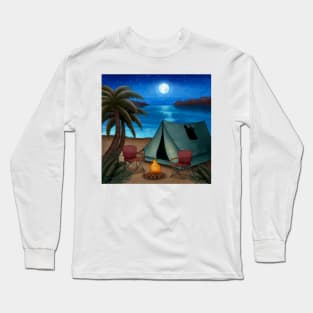 Summer Night Watercolor Illustration Long Sleeve T-Shirt